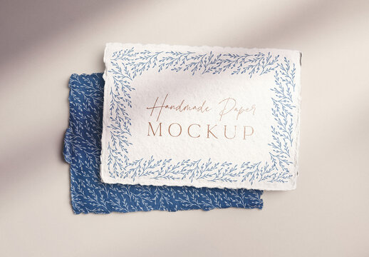 7x5in Handmade Paper Mockup Deckle Edge Set