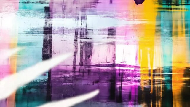 An abstract spectrum bursts forth from a vibrant painterly texture, mixing fluid light streaks, creating an atmospheric backdrop for creative design and visual projects.