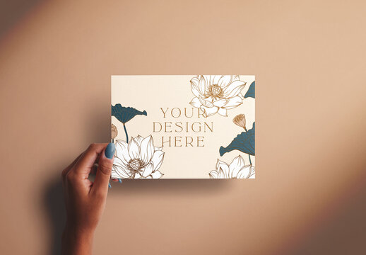 7x5in Paper Card Mockup in Woman Hands
