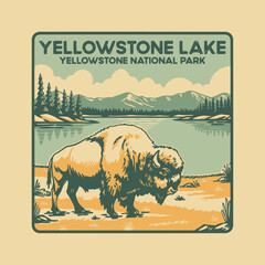 Vintage hand draw Yellowstone national park for badge and merchandise design  © Pucukan