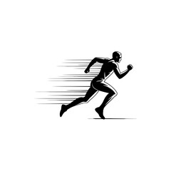 Dynamic silhouette of a runner in motion with speed lines conveying velocity and energy