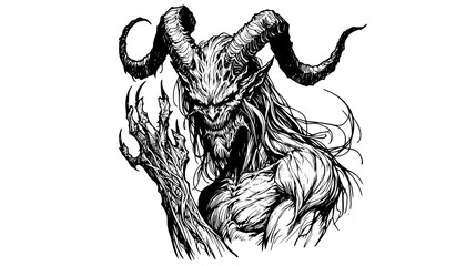 incubus isolated on white, devil illustration