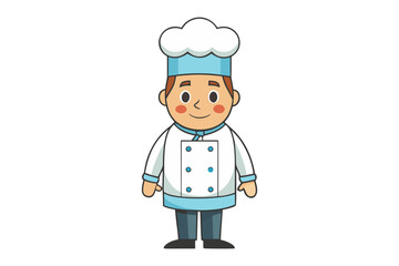 Cheerful Cook: Illustration of a happy chef with professional uniform and toque. Perfect for culinary concepts.