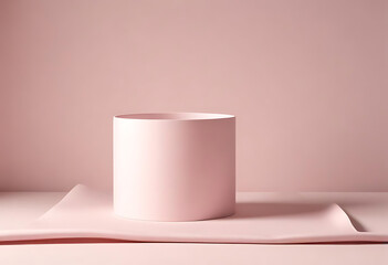 Pink Cylinder Podium on Pastel Background