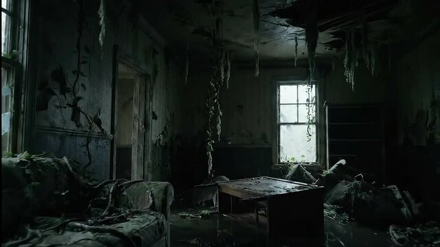 Atmosfera de terror sombrio com presen&ccedil;a maligna e tens&atilde;o psicol&oacute;gica | Dark horror atmosphere with evil presence and psychological tension
