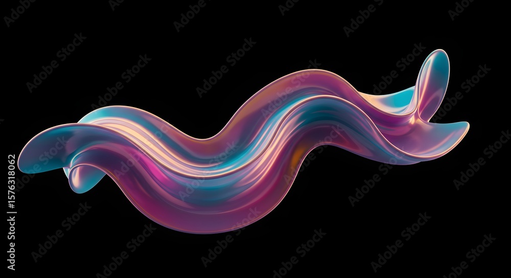 Poster abstract iridescent form: a mesmerizing display of fluid, iridescent colors in a dynamic abstract fo