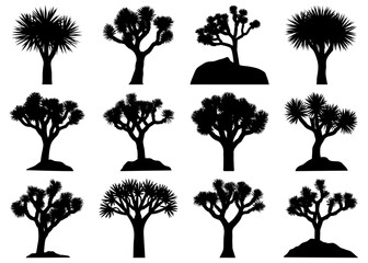 Fototapeta premium Artistic black tree bundle silhouette design with transparency for creative projects