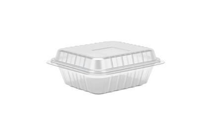 Blank plastic clamshell container suitable for food storage and packaging isolated on transparent background