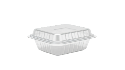 Blank plastic clamshell container suitable for food storage and packaging isolated on transparent background