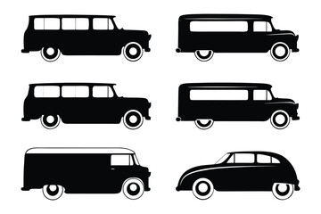 Classic Car Silhouettes: A collection of vintage cars stand as timeless emblems of automotive artistry and design, capturing the essence of a bygone era.