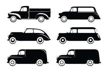 Classic Car Silhouettes: A collection of meticulously crafted silhouettes showcases the timeless charm of vintage automobiles, evoking nostalgia for a bygone era.