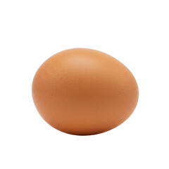 A single, perfectly formed smooth-shelled brown chicken egg with subtle natural brown hues and fine speckles, isolated on a pristine transparent background with shadowless studio lighting, concept of