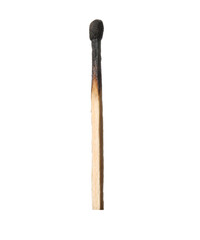 One burnt match isolated on white. Tool for starting fire