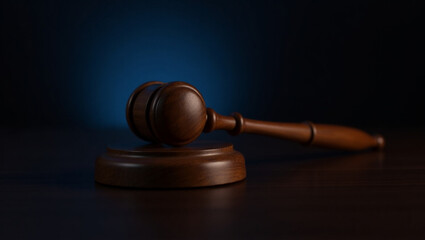 wooden gavel on a wooden background