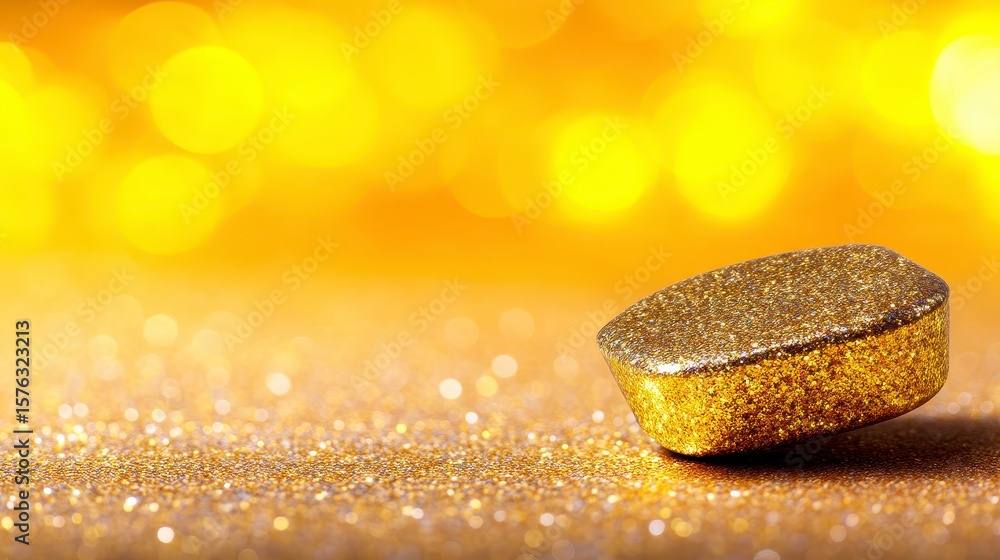 Poster luxury gold glitter with bokeh background de focused. shimmering golden particles illuminate a soft 