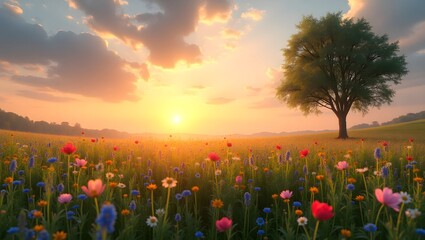 Ultra-Realistic Landscape of Colorful Evening Sky