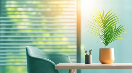 Home Decor Item Home office setup with a desk, chair, and stylish accessories, natural light creates a productive and inspiring workspace