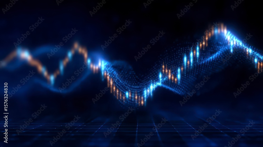 Poster stock market or forex trading graph and candlestick chart abstract finance background generative ai.