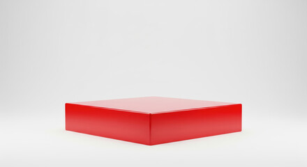 Minimalist Red Square Platform On White Background