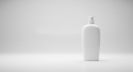 Minimalist White Lotion Bottle On Plain Background