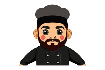Chef in Uniform: A friendly chef, adorned in traditional attire, smiles warmly, his eyes reflecting dedication and passion for culinary arts. His presence radiates warmth and expertise.