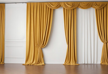 Gold and White Curtains in Elegant Living Space