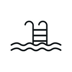 Swimming Pool Ladder Vector Flat Sign on White Background. Use Pool Stairs Icon for Pool Infographic.