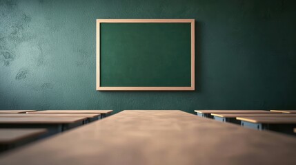 Traditional Classroom with Chalkboard Whiteboard Empty traditional classroom with a chalkboard and rows of desks, creating a sense of order and structure, perfect for an educational or architectural