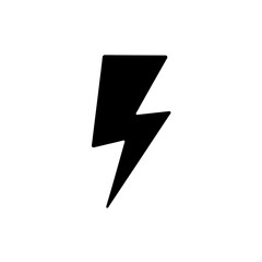 Black lightning bolt icon on white background  