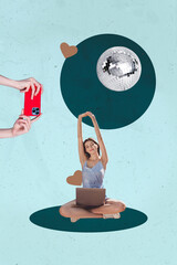 Image poster trend collage of happy girl guy dance weekend chill celebration party relax...