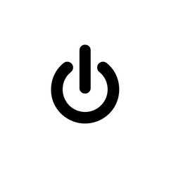 Power button icon in simplistic black design on white background  