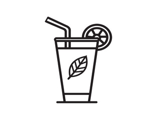 Elegant Juice and Leaf Icon in Fresh Vector Line Art Design