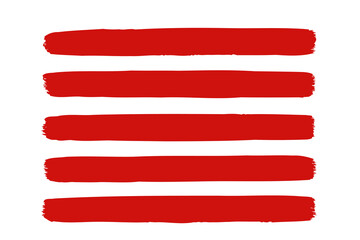 Red Brush Stroke Set Watercolor Paint Strokes Vector Isolated on White Background