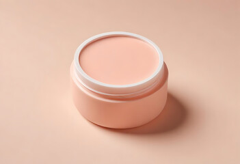 Peach Skincare Cream Jar with Fresh Peaches on Pastel Background