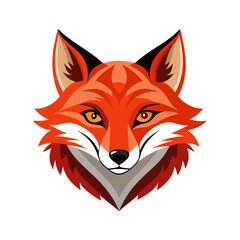 red fox head vector art illustration