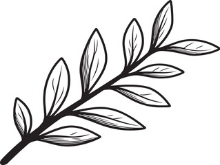 Natural Leaf Branch Delicate Line Icon Design