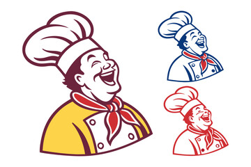 Chef's Delightful Expression: A jovial chef, radiating joy in the kitchen with his charming smile, wearing a classic toque and chef's coat, creating a sense of culinary expertise.