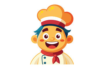 Cheerful Chef Illustration: A cheerful illustration of a young chef with a beaming smile, donning his iconic chef's hat and uniform, ready to whip up culinary delights.