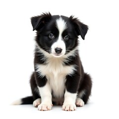 Cute Border Collie Puppy Isolated on Transparent Background – Fluffy Pet Portrait for Stock and Branding