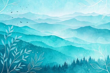 Abstract cerulean blue watercolor wash. Copy space, cold ice color art, texture background wallpaper artistic backdrop