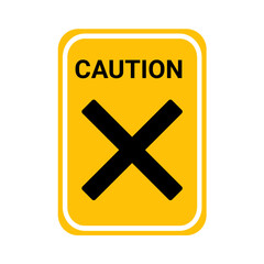 Obraz premium Yellow Caution Sign with Black Cross Symbol – Safety Warning PNG