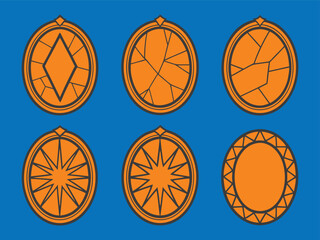 Collection of Orange Circle Geometric Design Icons on Blue Background for Graphic Design