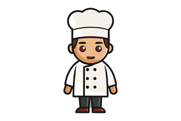 Cheerful Culinary Professional: A smiling chef stands confidently, embodying the essence of culinary expertise with his crisp attire and inviting expression.