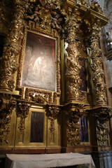 baroque altarpiece in a chapel in a cathedral in segovia in spain 