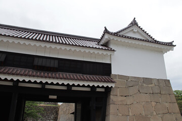 gate in a castle in aizuwakamatsu in japan