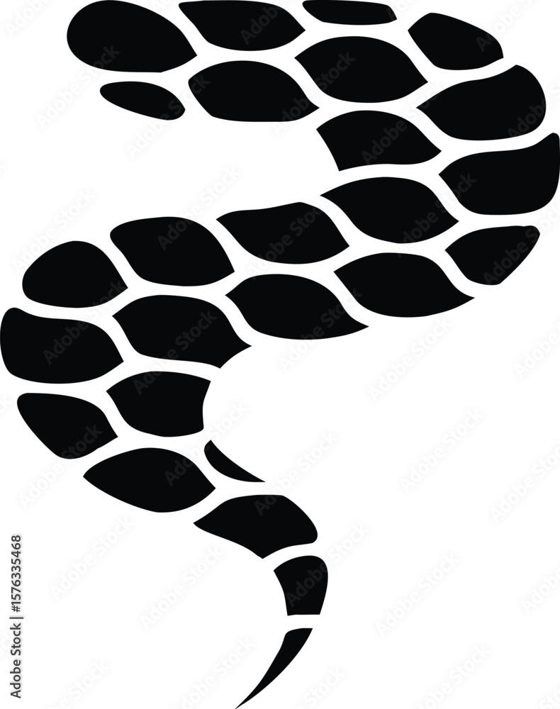 Aufkleber black and white snake silhouette scaled pattern abstract design s shape reptile icon vector