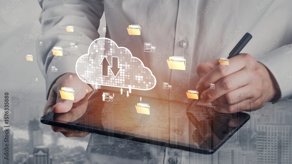 Poster cloud computing, cloud strategy, and cloud technology transforming digital infrastructure with scala