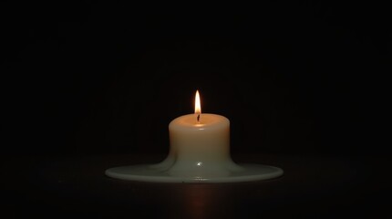 A time-lapse video shows a white candle melting completely against a dark, moody background