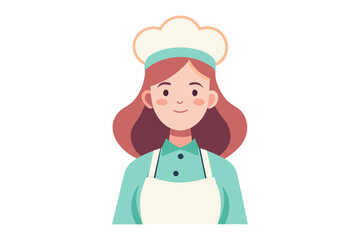 Charming Female Chef Illustration: A delightful illustration of a female chef, radiating warmth and skill in her culinary attire.