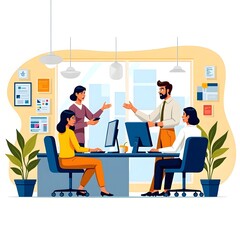 Brainstorming and sharing ideas in a creative workspace